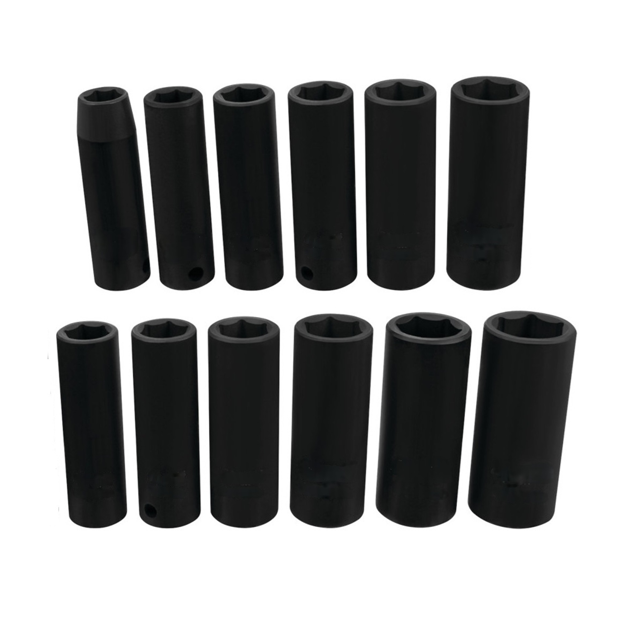 Ironton Deep Impact Socket Set, 3/8in. Drive, 12-Pc., SAE, Black, CR-V Steel